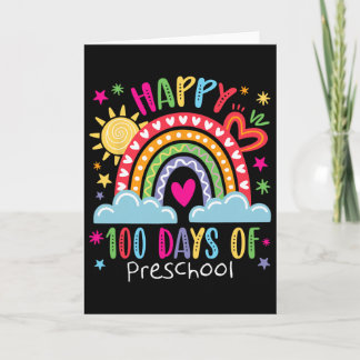 Preschool Teacher Girls Kids Rainbow 100 Days Of S Karte