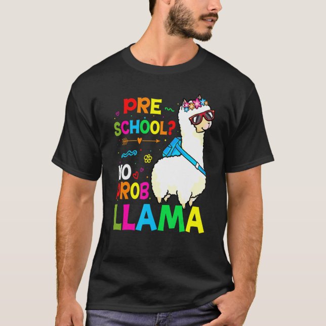 Preschool Teacher Rainbow No Prob Llama 100th Day  T-Shirt (Vorderseite)
