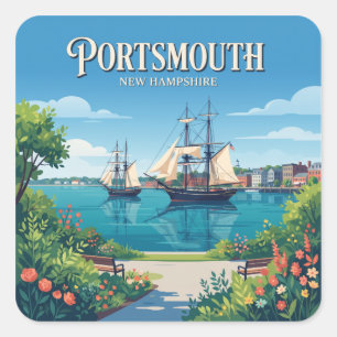 Prescott Park Waterfront Portsmouth New Hampshire Quadratischer Aufkleber