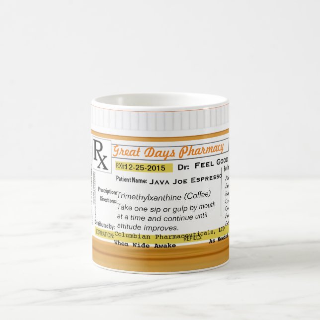 Prescription RX de tasse de café (Centre)
