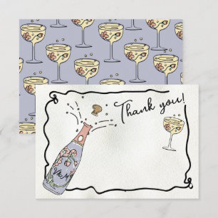 Presecco dessiné à la main et Carte de remerciemen
