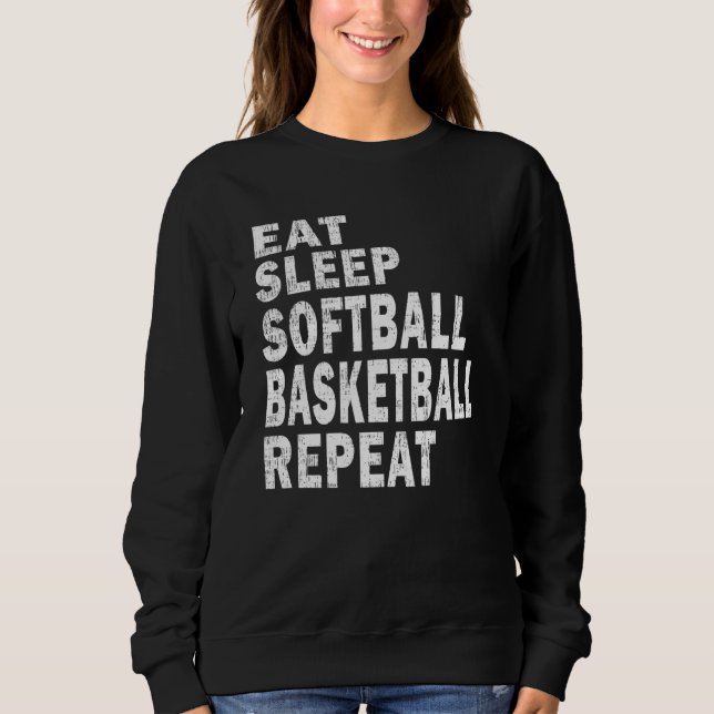 Present Eat Sleep Softball Basketball Repeat Boys Sweatshirt (Vorderseite)