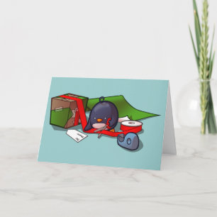 Present Wrapping Pinguin Grußkarte Feiertagskarte