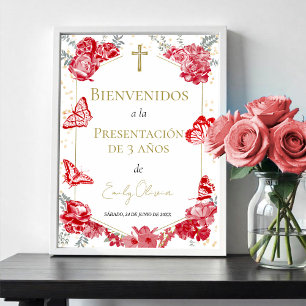 Presentación 3 años Affiche de bienvenue Papillons