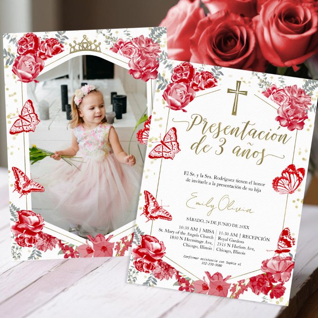Presentación 3 años Foto Einladung Butterfly (Von Creator hochgeladen)