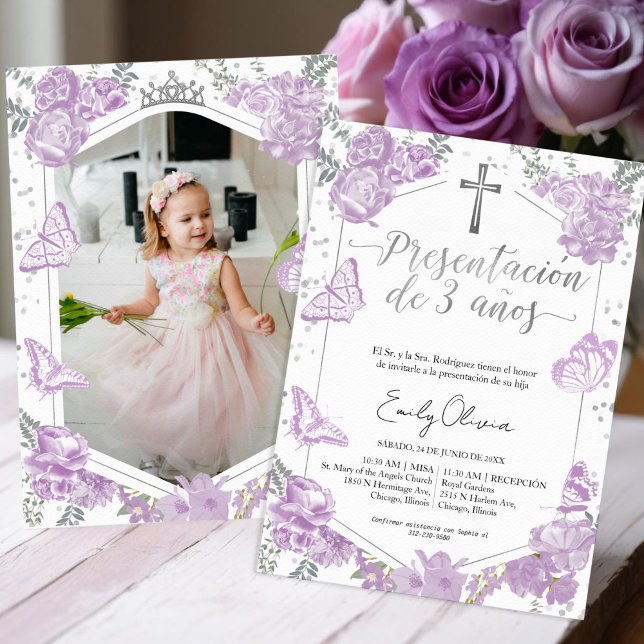 Presentación 3 años Foto Einladung Butterfly (Von Creator hochgeladen)