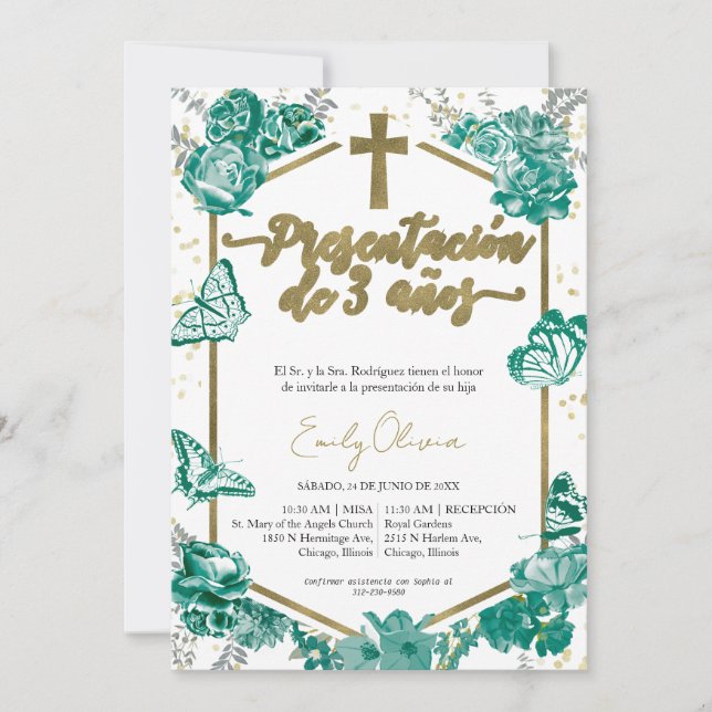 Presentación 3 años Photo Invitation Papillon (Devant)