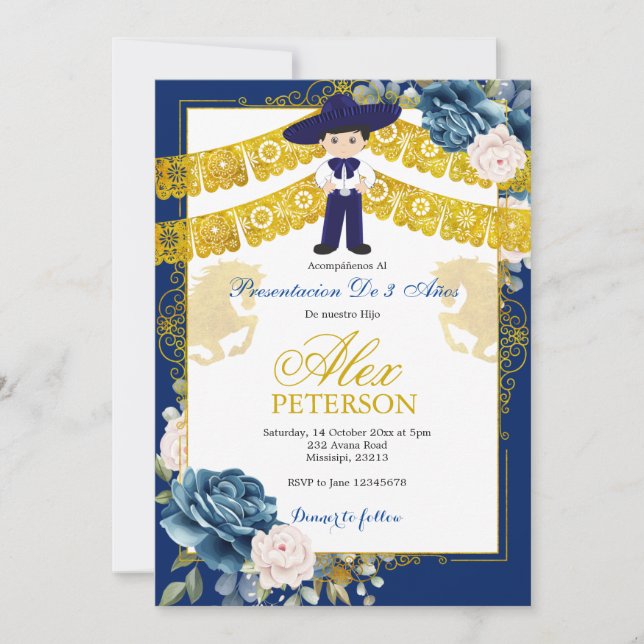 Presentación niño de tres años invitación einladung (Vorderseite)