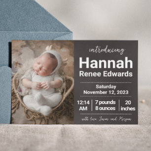 Présentation de faire-part de naissance avec photo