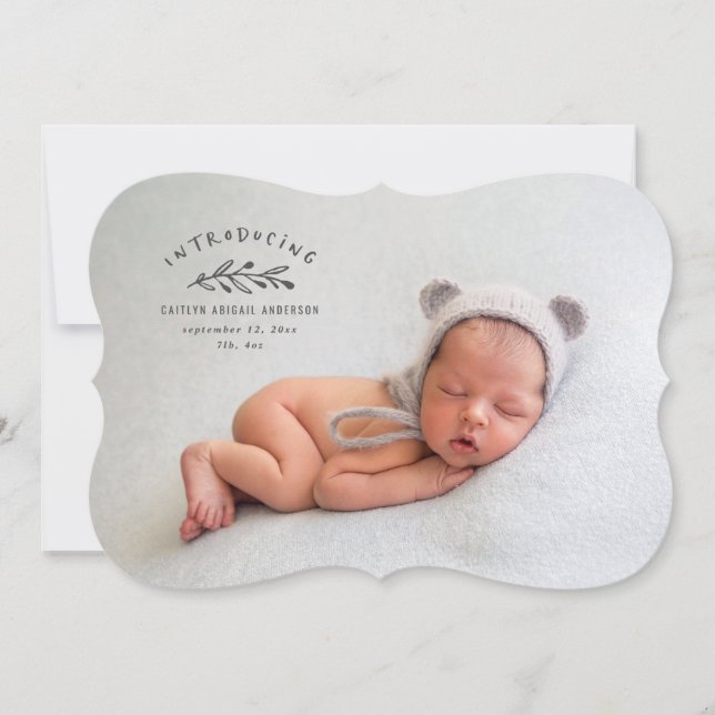 Présentation du faire-part de naissance de photo (Devant)