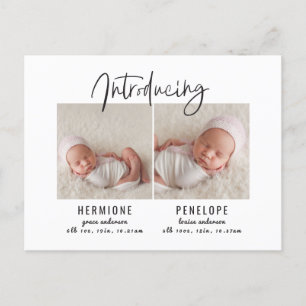 Présentation du faire-part de naissance jumeau