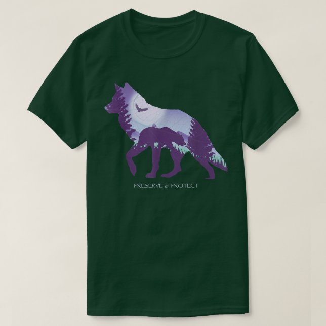 Preserve And Protect Wolf Eagle Bear  T-Shirt (Design vorne)