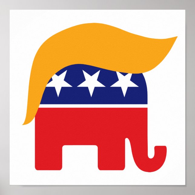 President Donald Trump GOP Elephant Hair Logo Poster (Vorne)