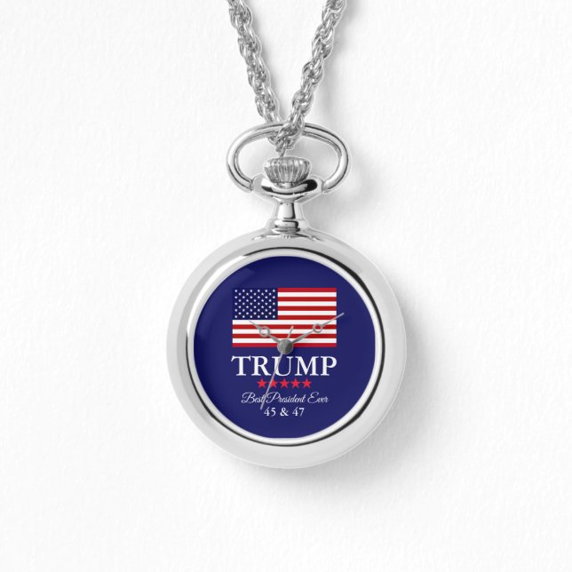 PRESIDENT DONALD TRUMP SILVER NECKLACE WATCH ARMBANDUHR (Vorderseite)