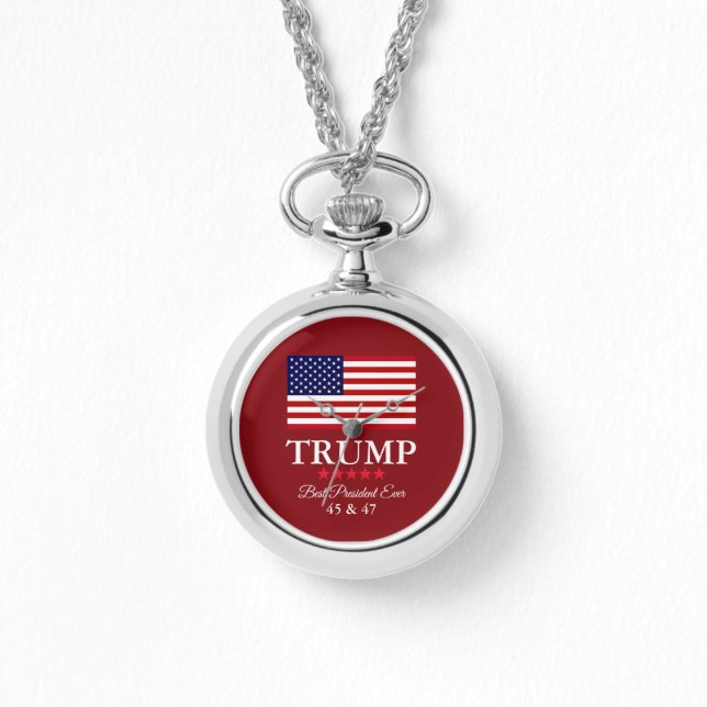 PRESIDENT DONALD TRUMP SILVER NECKLACE WATCH ARMBANDUHR (Vorderseite)