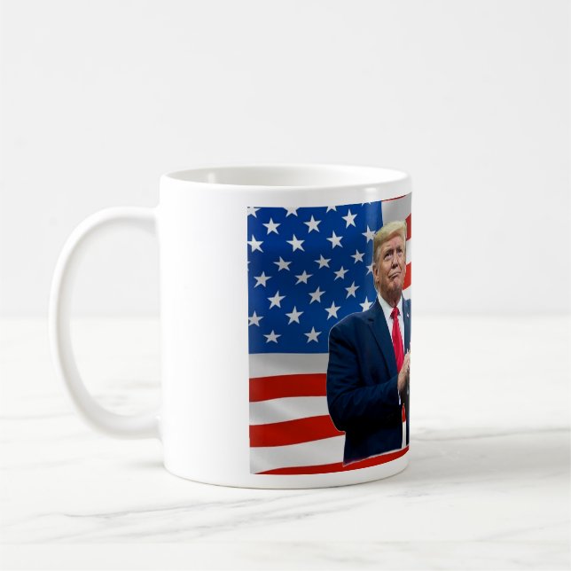 Président Donald Trump USA Drapeau Café Mug (Gauche)