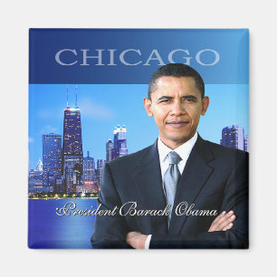 Président Obama Chicago Skyline Magnet