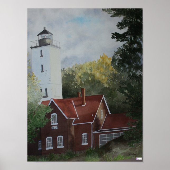 Presque Ilse Lighthouse Poster Print (Vorne)