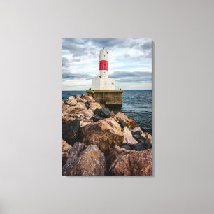 Presque Insel-Hafen-Wellenbrecher-Leuchtturm Leinwanddruck