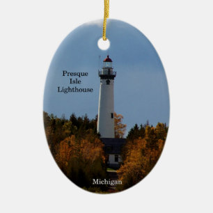 Presque Isle Lighthouse Wasseroval Ornament
