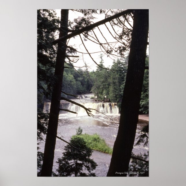 Presque Isle Waterfall 1981 Porcupine Berge Poster (Vorne)
