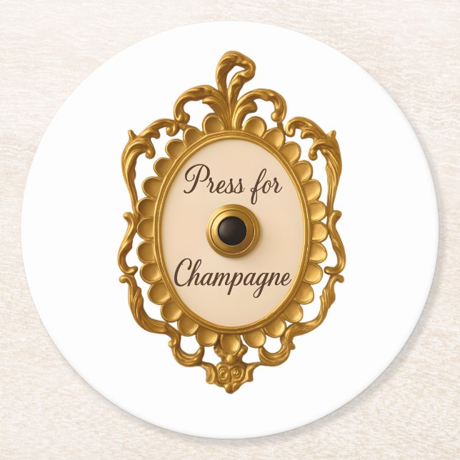 Press for Champagne Bar Cart Veuve Coaster Runder Pappuntersetzer (Vorderseite)