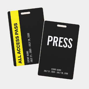 Presse-Ausweis für All Access Pass-Veranstaltung Ausweis