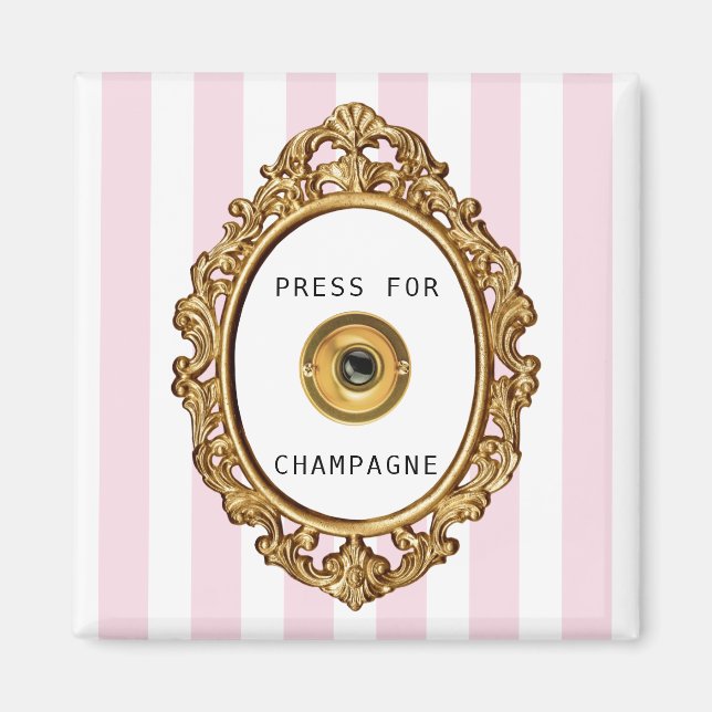 Presse für Champagne | Rosa Streifen Magnet (Vorne)
