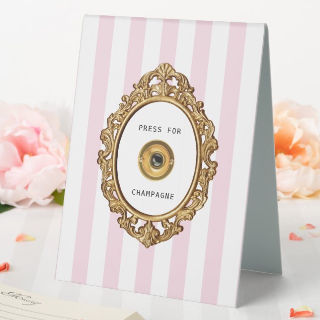 Presse für Champagne | Rosa Streifen Tischaufsteller (In Situ (Hochzeit))