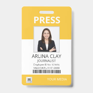 Presse-ID-Ausweis Foto Journalist Medienpass Gelb Ausweis