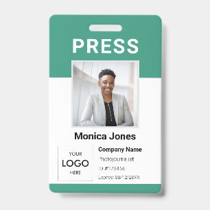 Presse-Logo-Foto-QR-Code Professionelles Abzeichen Ausweis