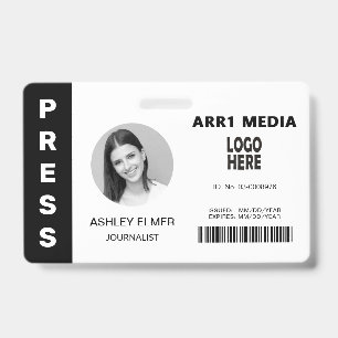 Presse-Mitarbeiter-ID-Schwarzfoto-Vorlage Ausweis