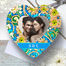 Vintage Enamel Look Heart Photo - initiales person