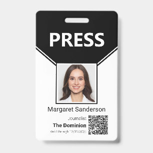 Presseausweis mit Foto und QR-Code-Ausweis Ausweis