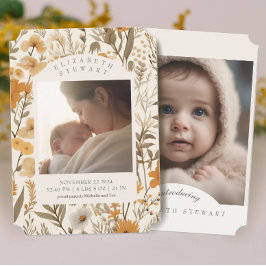 Pressed Blume Herbst 2 Foto Geburtsankündigung Einladung