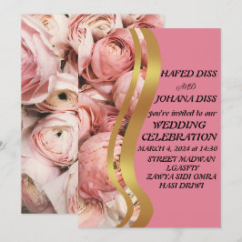 Pressed Gold Leaf Wildblumen Hochzeitsrahmen Einladung