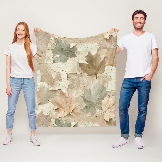 Pressed Leaf Harmony – Vintage Botanik (4) Fleecedecke (Beispiel)