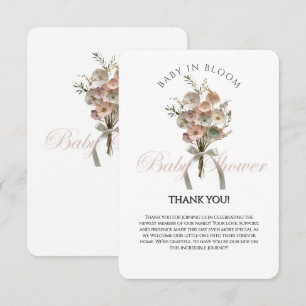 Pressed Wildblume Baby in Bloom Boho Babydusche Dankeskarte