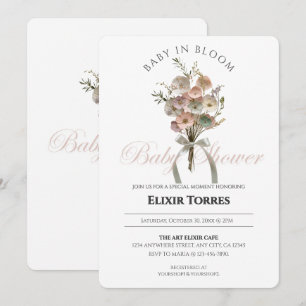 Pressed Wildblume Baby in Bloom Boho Babydusche Einladung