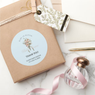 Pressed Wildblume Baby in Bloom Boho Babydusche Runder Aufkleber