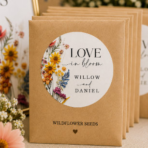 Pressierte Blume Wildblume Boho Hochzeitskleber Runder Aufkleber