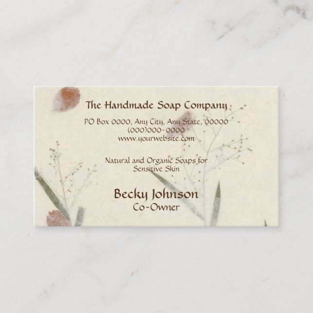 Pressierte Pflanze Paper Style Business Card Visitenkarte (Vorderseite)