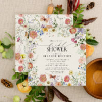 Pressierte Wildblume Blumenrahmen Brautparty Invi