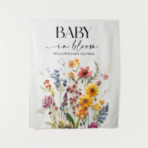 Pressierte Wildblumen Babydusche Foto Hintergrund Wandteppich