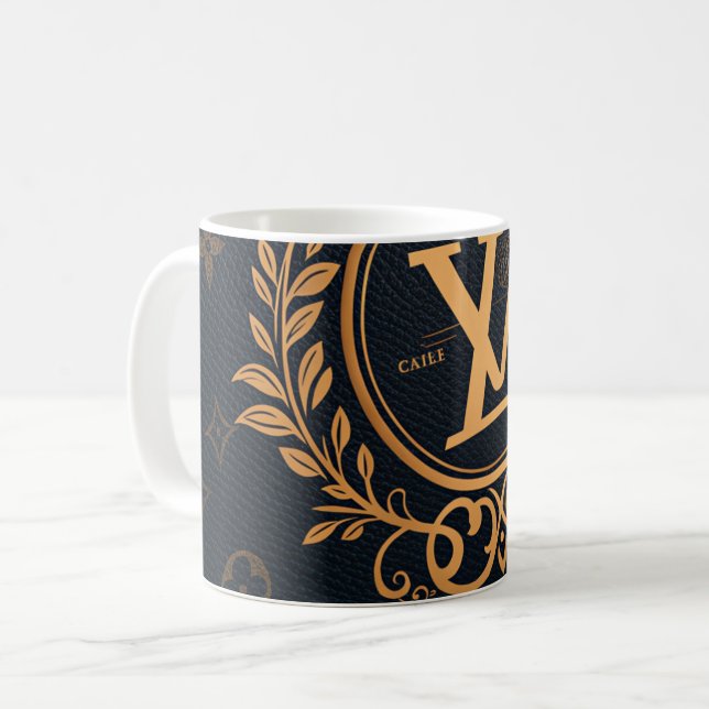 Prestige Ballpoint Pen – Royal Monogram "N" in Gol Kaffeetasse (Vorderseite Links)