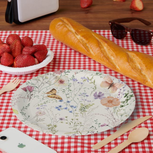 Prestige Wildblume Blumenkohl Brautparty Pappteller (Picknick)