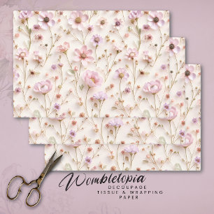 Prestige Wildblumen in Pastellrosa mit 3D-Effekt Geschenkpapier Set