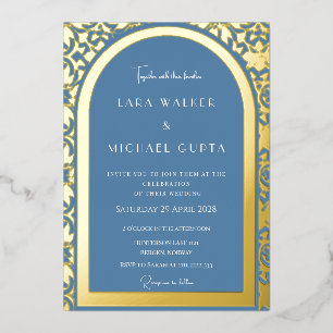 Prestigious Dusty Blue Wedding (Solid) Folieneinladung