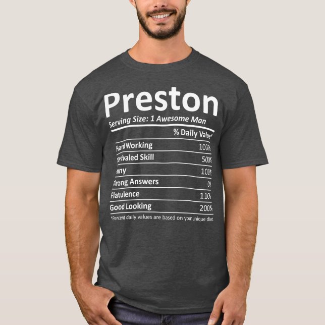 PRESTON Nutrition Funny Geburtstag Personalisiert T-Shirt (Vorderseite)