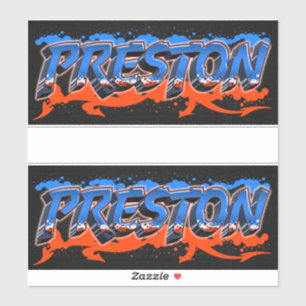 Preston Prénom Nom Graffiti Autocollants